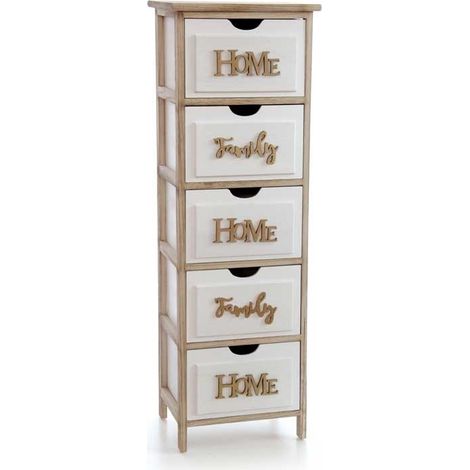 Cassettiera Home Family bianco legno 5 cassetti cm 36 x 28 x 108 h (1/2)