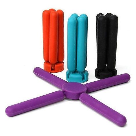 Guantes de cocina plegables, retráctiles, con soporte de silicona que permite ahorrar mucho espacio en la cocina, color negro/morado. (1/5)