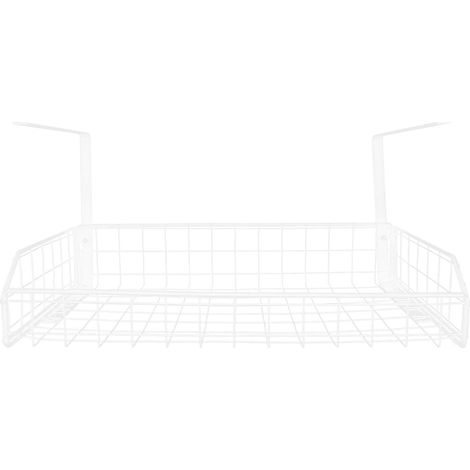Organisateur de Câbles Blanc en Fer pour Bureau, Panier de Rangement sous Bureau Réutilisable, Gestion des Câbles pour Espace de Travail Ordonné (1/5)