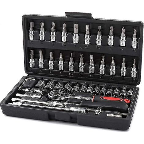 Kit de 46 adaptateurs de prises 1/4" en chrome vanadium pour voiture (bricolage) (1/4)