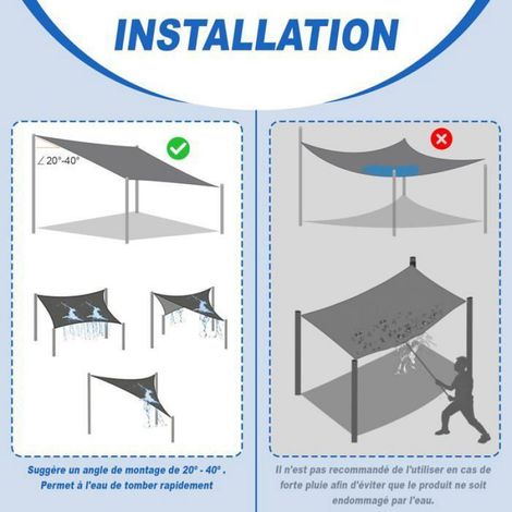 Voile d'ombrage rectangulaire couleur sable de 3 x 4 mètres – convient pour une utilisation en extérieur, jardins et terrasses. (1/5)