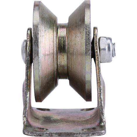 Lot de 2 rails de guidage en V de 2 pouces avec support pour porte coulissante, en acier. (1/5)