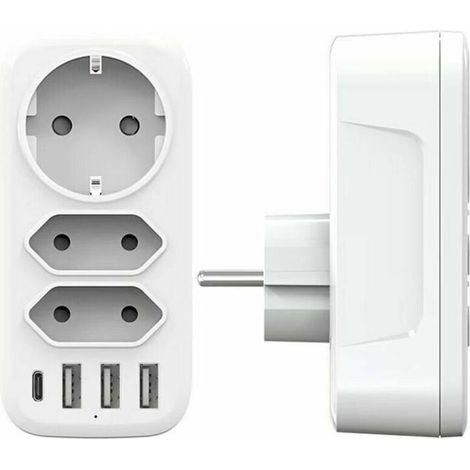 USB-Mehrfachsteckdose, Wandsteckdose mit 3 Steckdosen und 3 USB-Anschlüssen (3 A), 6-in-1 4000-W-Multi-USB-Ladegerät, USB-Steckdosenleiste für Zuhause (1/4)