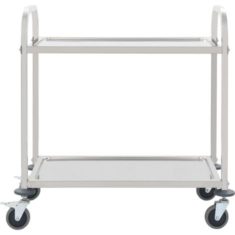 Maison Exclusive - Carrello da Cucina a 2 Livelli 96,5x55x90 cm in Acciaio Inox