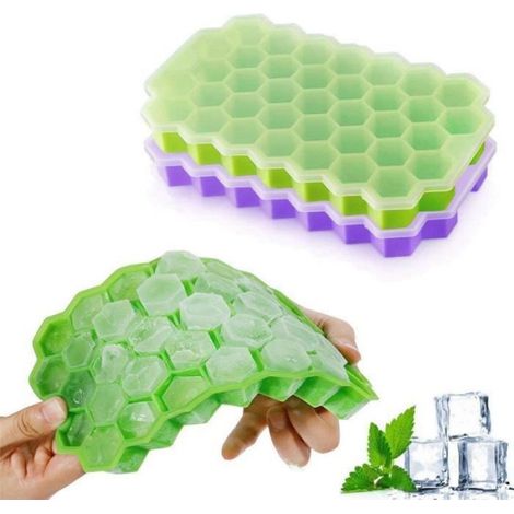 Moule À Glaçons Nid D'abeille - 37 Cubes - Pour Congélateur - Réutilisable - 2 Pièces (1/4)