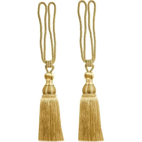 Attaches-rideaux à cordon PCS, long embrasse avec pompon, cordon de maintien compatible avec la décoration intérieure et les rideaux de bureau, (doré) (1/5)