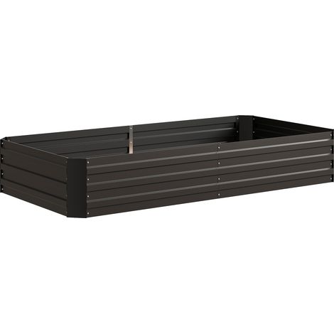 Carré potager, jardinière rectangulaire en acier zingué, avec tuteurs pour tomates et plantes grimpantes, 180 x 90 x 29,5 cm (1/5)