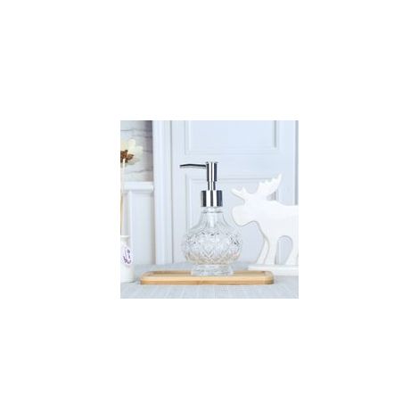 Distributeur de Savon Liquide en Verre 350ml Acier Inoxydable Buse Pratique pour Détergent à Vaisselle