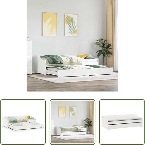 vidaXL Schlafsofa - Tagesbett Ausziehbar ohne Matratze IRUN Weiß 90x200cm (1/5)