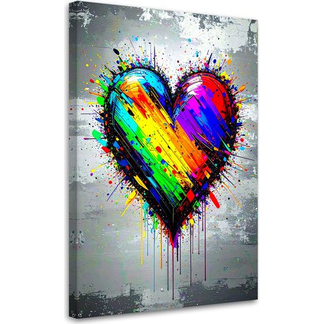 Tableau déco Cœur coloré Graffiti Street art 40x60 (1/4)