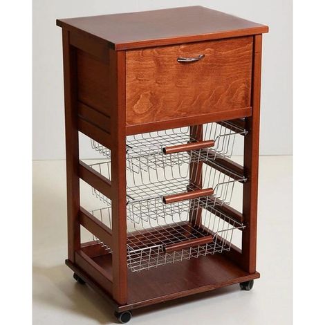 Carrello Vesuvio portapane ciliegio con piano in legno (1/3)