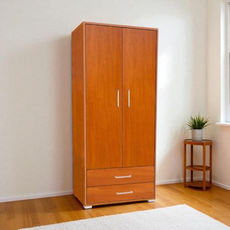 Armadio in legno con 2 ante 2 cassetti e appendiabiti interno Ciliegio (1/3)