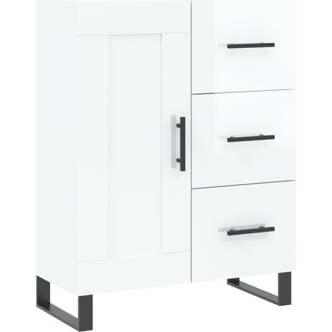 Credenza buffet cassettiera mobile contenitore organizer cucina soggiorno lucido 69,5 x 34 x 90 cm derivati del legno bianco 020030723