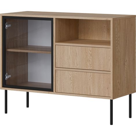 Cómoda Merevai 100, Roble, Con cajones y puertas, Número de cajones: 0, 80x100x40cm