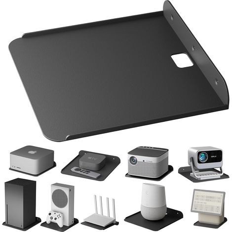 sciuU Étagère Murale en Acier Inoxydable - 2020cm/ Capacité de Charge 15kg Support Mural Métallique compatible avec Xbox, Routeur, Mini PC, TV Box, Enceinte Intelligente, Projecteur, Universelle (1/5)