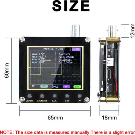 Oscilloscope numérique portable 2,4 pouces, testeur de signaux et formes d'onde, transistor, mesure électronique, écran LCD, outil de diagnostic pour techniciens et bricoleurs. (1/5)