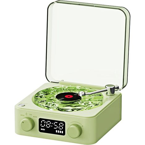 (Vert) Mini enceinte Bluetooth rétro à bruit blanc, caisson de basses sans fil d'extérieur, compatible avec les appels mains libres (1/5)