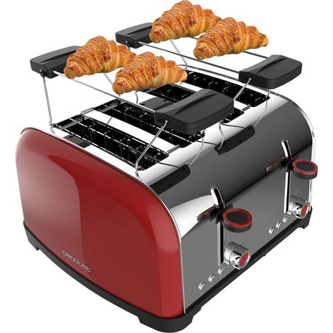 Grille-pain Rouge Inox 4 Fentes 1700W (1/2)