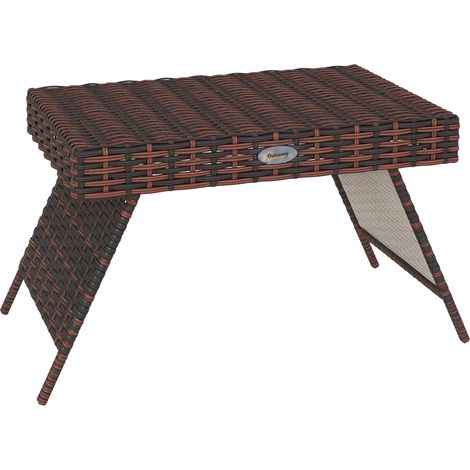 Table de jardin, table basse d'extérieur, table d'appoint d'extérieur, rotin PE, résistant aux intempéries, 60 cm x 41 cm x 41 cm, marron (1/5)