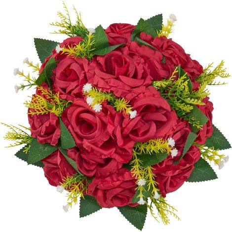 Bouquet de 10 Fleurs Rouges, 240 mm, Centre de Table Mariage, Décor Artificiel pour Maison et Fête (1/5)