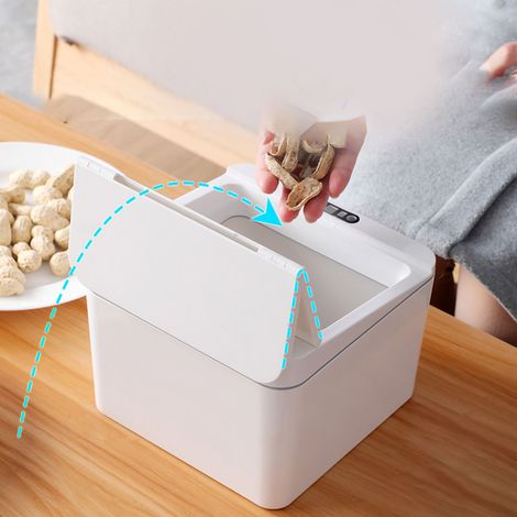 Poubelle intelligente à capteur, multifonctionnelle, à induction, pour bureau ou voiture, blanche. (1/5)