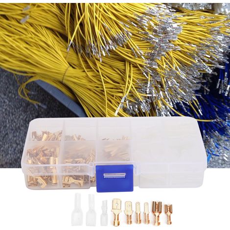 180 connecteurs de câble électrique avec insert à ressort doré et revêtement isolant, durables (jeu de 180 connecteurs à sertir) (1/5)