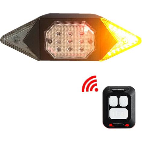 Feu arrière vélo sans fil télécommande USB clignotant signalisation virage sécurité rechargeable lumière avertissement (1/5)