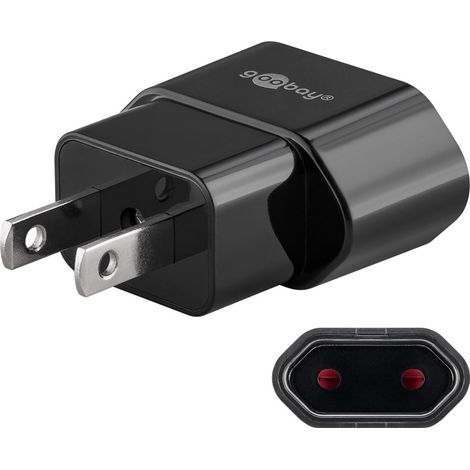 Goobay 45344 adaptador de enchufe eléctrico Tipo A Tipo C (Europlug) Negro