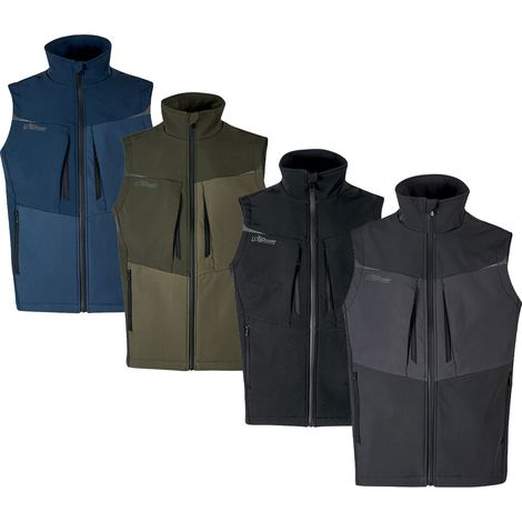U-Power Brio Softshell-Stretch-Arbeitsweste - M - Schwarze