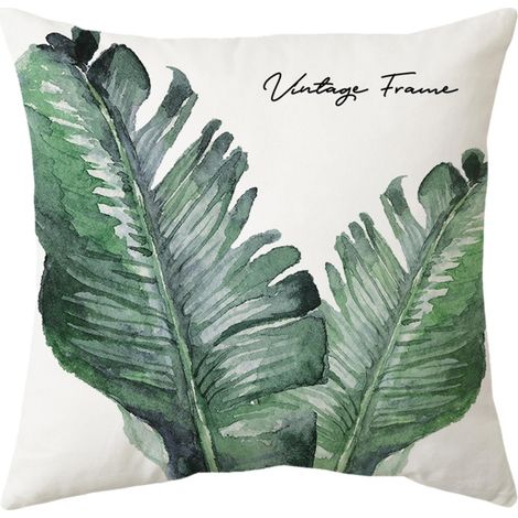 Housse De Coussin Extérieure Étanche - 45 x 45 cm - Motif Feuillage Tropical - Polyester - Pour Jardin Terrasse Canapé Chaise - 1 Pièce (1/5)