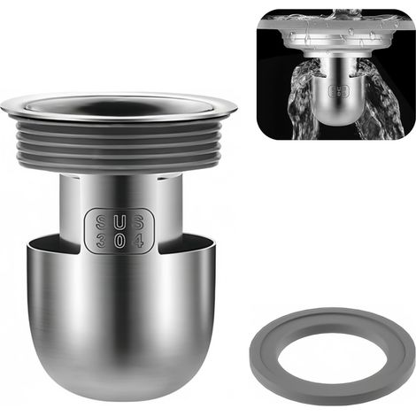 Bouchon de douche, joint haute performance, conception de siphon en forme de mini-bouteille, acier inoxydable 304, bouchon anti-odeurs pour salle de bain (1 pièce, profondeur 6,5 cm)
