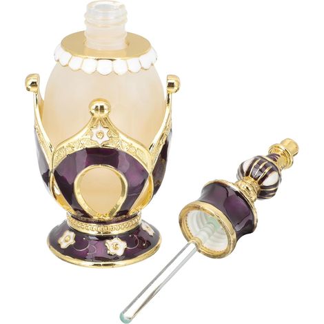 Flacon de Parfum Rechargeable 25ml en Verre Pourpre Alliage, Distributeur D'huiles Essentielles Décoratif et Pratique pour Coiffeuse et Chambres (1/5)