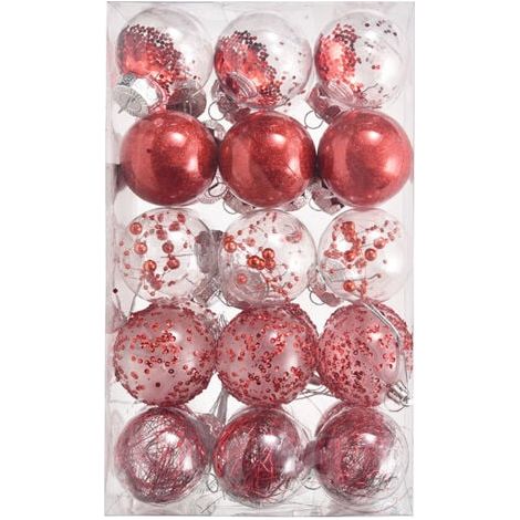 30Pcs Boules de Noël 6cm Décoration Arbre Noël Boule de Noël en Plastique Ornement Suspension Décorative Scintillante pour Noël (1/4)