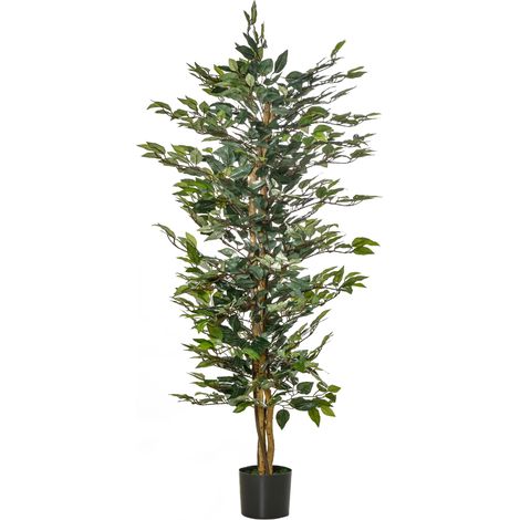Plante artificielle ficus 150 cm au rendu réaliste, feuillage dense, pot noir inclus, idéale en intérieur et extérieur, facile d'entretien  CHICFURN (1/5)