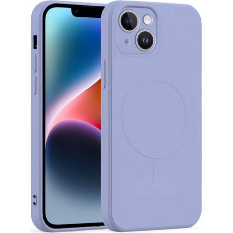 Set di custodie Mag Cover in silicone per iPhone 14 Plus, viola + vetro (1/5)