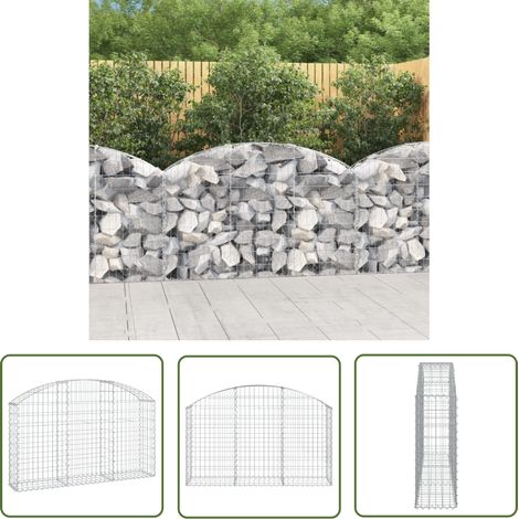 The Living Store Panier de gabions arqué 150x30x80/100 cm Fer galvanisé - Paniers De Gabions - Mur De Gabions - Clôture De Jardin - Décoration Jardin - Barrieres Jardin (1/5)
