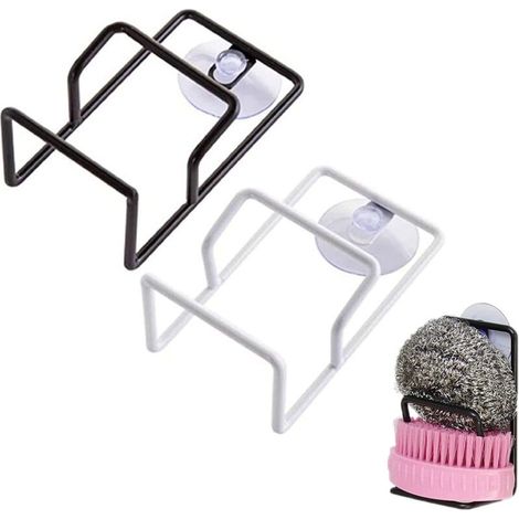 Kitchen Sponge Holder with Suction Cup, Dishwasher Sponge Holder with Suction Cup Wall Mount for Kitchen and Bathroom Sponge Holder, Soap, Dishwasher Brushes, etc. (Black White)