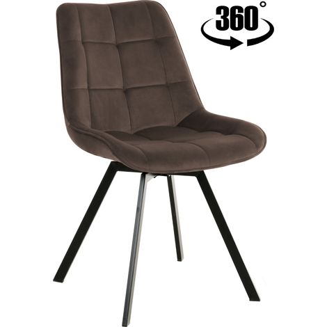 Silla giratoria LAPO tapizada en terciopelo, color marr贸n. (1/5)
