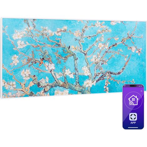 Wonderwall Air Art Smart Infrarotheizung 120x60cm 700W Wandinstallation App-Steuerung Mandelblüten (1/5)