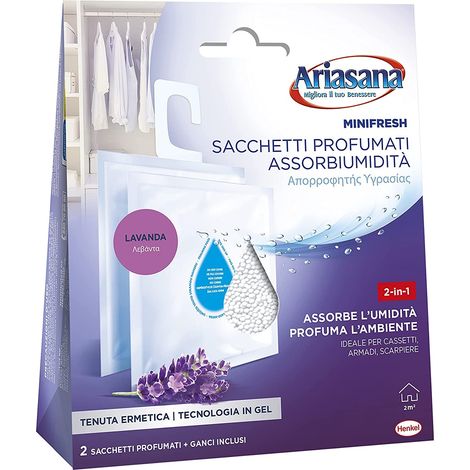 Ariasana Sacchetti Profumati Lavanda - Assorbiumidità Minifresh 2 Saccehtti da 50g