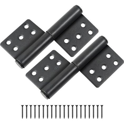 Set di 2 cerniere per porte in acciaio inox 304, cerniere a bandiera girevoli a 360 gradi, cerniere a vite pieghevoli per porte in legno senza battuta e porte interne (nero) (1/3)