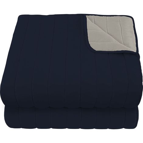 Trapuntino Double Face Singolo 100gr in Microfibra Blu Scuro/Grigio Chiaro (1/3)