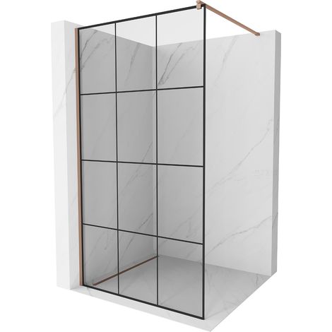 Mexen Kioto Duschwand 120 x 200 cm, Transparent/Schwarzes Design 8 mm, Rosa Gold - 800-120-101-60-77