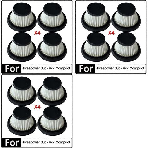 Lot de 12 filtres de rechange lavables pour aspirateur compact Horsepower Duck Vac. (1/5)