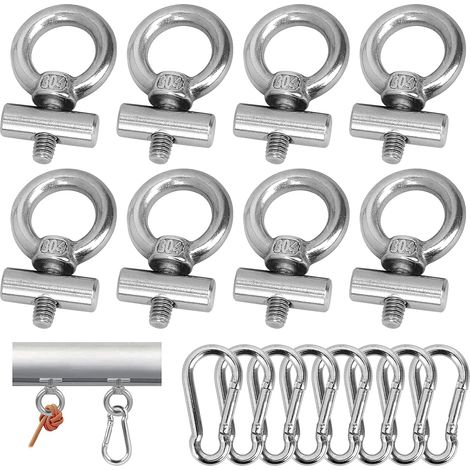8 Crochets de Barre Passepoilée 6 mm - Accessoires Camping, Caravane, Bateau, Tente, Avec Mousquetons en Inox (1/5)