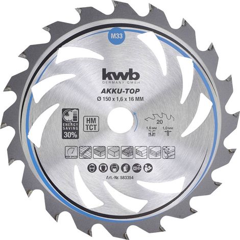 kwb 583354 Lame de scie circulaire au carbure 150 x 16 x 1.0 mm Nombre de dents: 20 1 pc(s) (1/3)