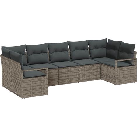 Maison Exclusive - Conjunto de sofás de jardín 7 pcs Gris ratán s