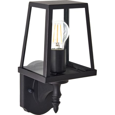 Lámpara de pared moderna para exterior aplique de metal hierro vidrio negro mate Hezir