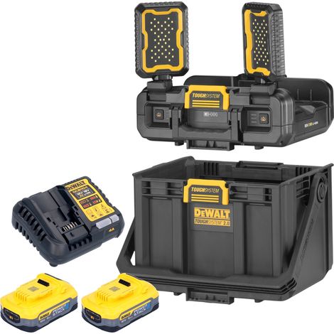 DeWalt DWST08061-1 Cassetta portautensili con luci integrate 395 x 352 x 255 mm ToughSystem 2.0 + 2x batteria Powerstack 5,0 Ah + caricatore (1/5)