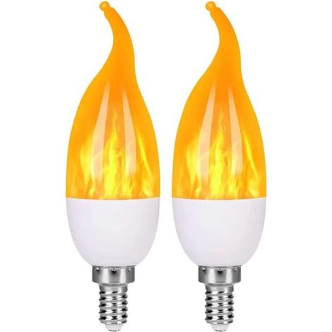 Lot de 2 ampoules LED E14 effet flamme avec 3 modes d'éclairage, idéales pour Halloween, Noël, le jardin, les mariages, les fêtes, l'intérieur et l'extérieur. Décoration intérieure et extérieure. (1/3)